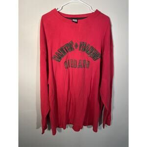 VTG Marithe Francois Girbaud Long Sleeve Distressed Grudge Red Crewneck Sz XXXL‎